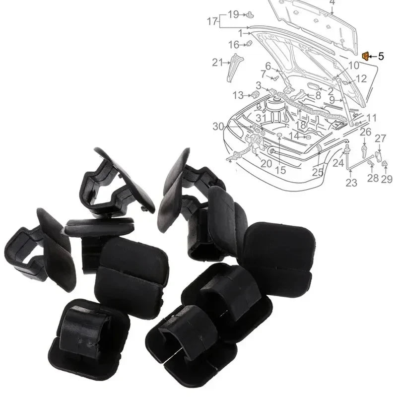 10/20/30/40/50/60pcs Vehicles Clips Retainer Spare Strong Easy Installation Fitment Heat-Resistant Hood Insulation Pad Ample Oasis Select