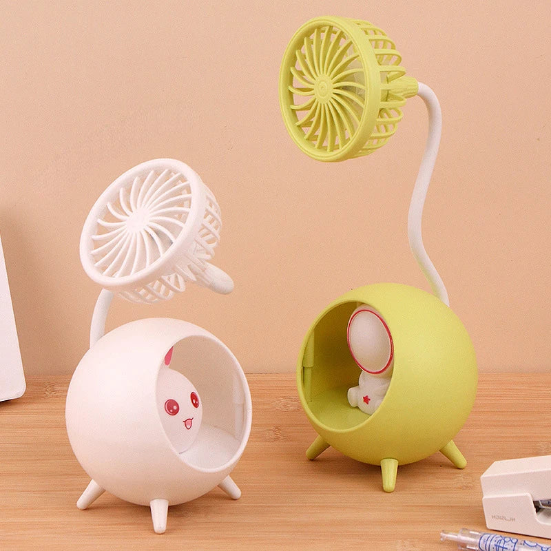 Astronaut Rabbit USB Desktop Fan with Night Light | Mini Fan