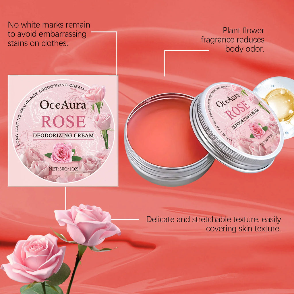 Rose Deodorant Body Cream Eliminate Odor Reduce Sweating Neutralize Armpit Smell Lasting Aroma Charming Refresh Fragrance Cream Oasis Select
