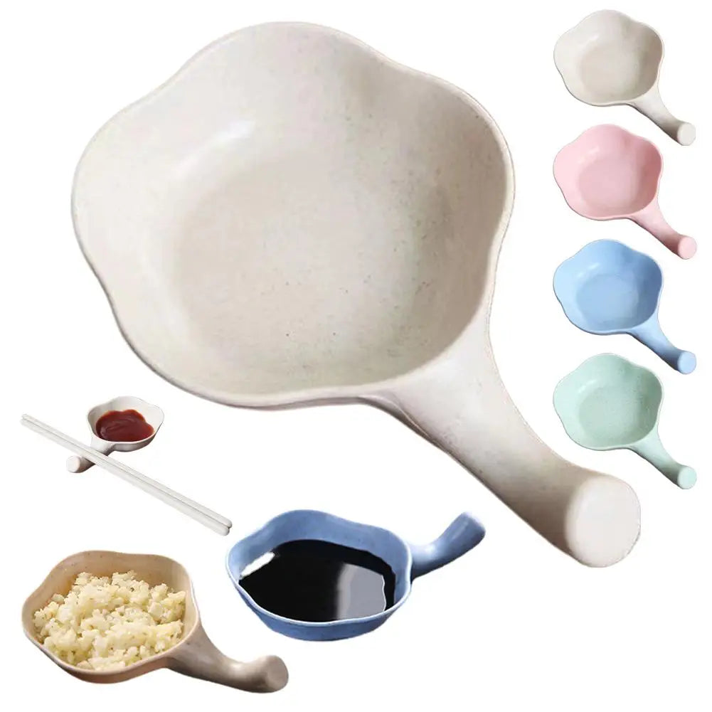Wheat Straw Seasoning Dish with Handle | 4 Colors Sauce Dish Oasis Select