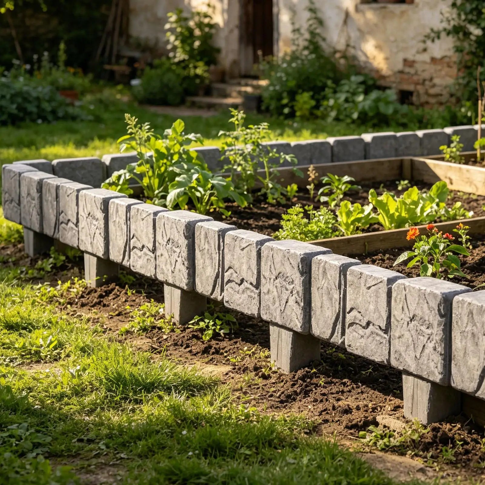 1PC Plastic Garden Edging Border Imitation Stone Fence Panels Patio Outdoor Barrier DIY Lawn Yard Landscape Plant Fence Decor Oasis Select