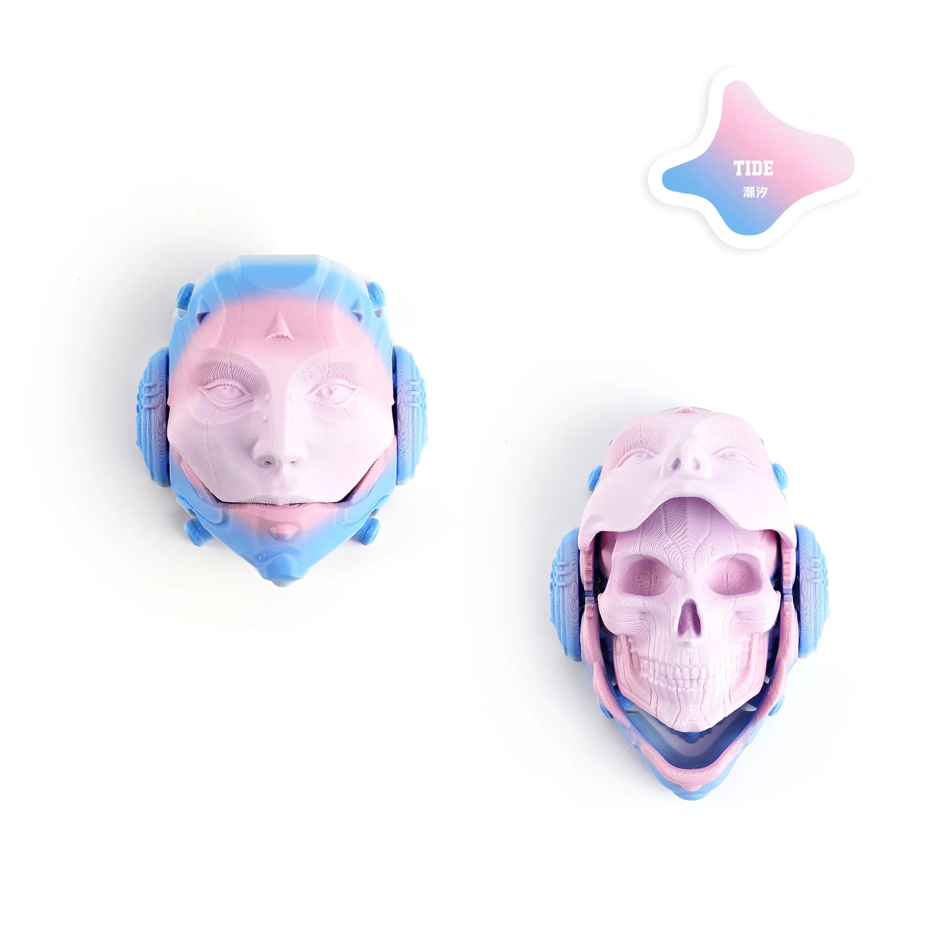3D Printed Machined Mask Skull Mask Flip Keychain Creative Bag Pendant Car Keychain Desktop Ornament Funny Gift Miniatures Oasis Select D