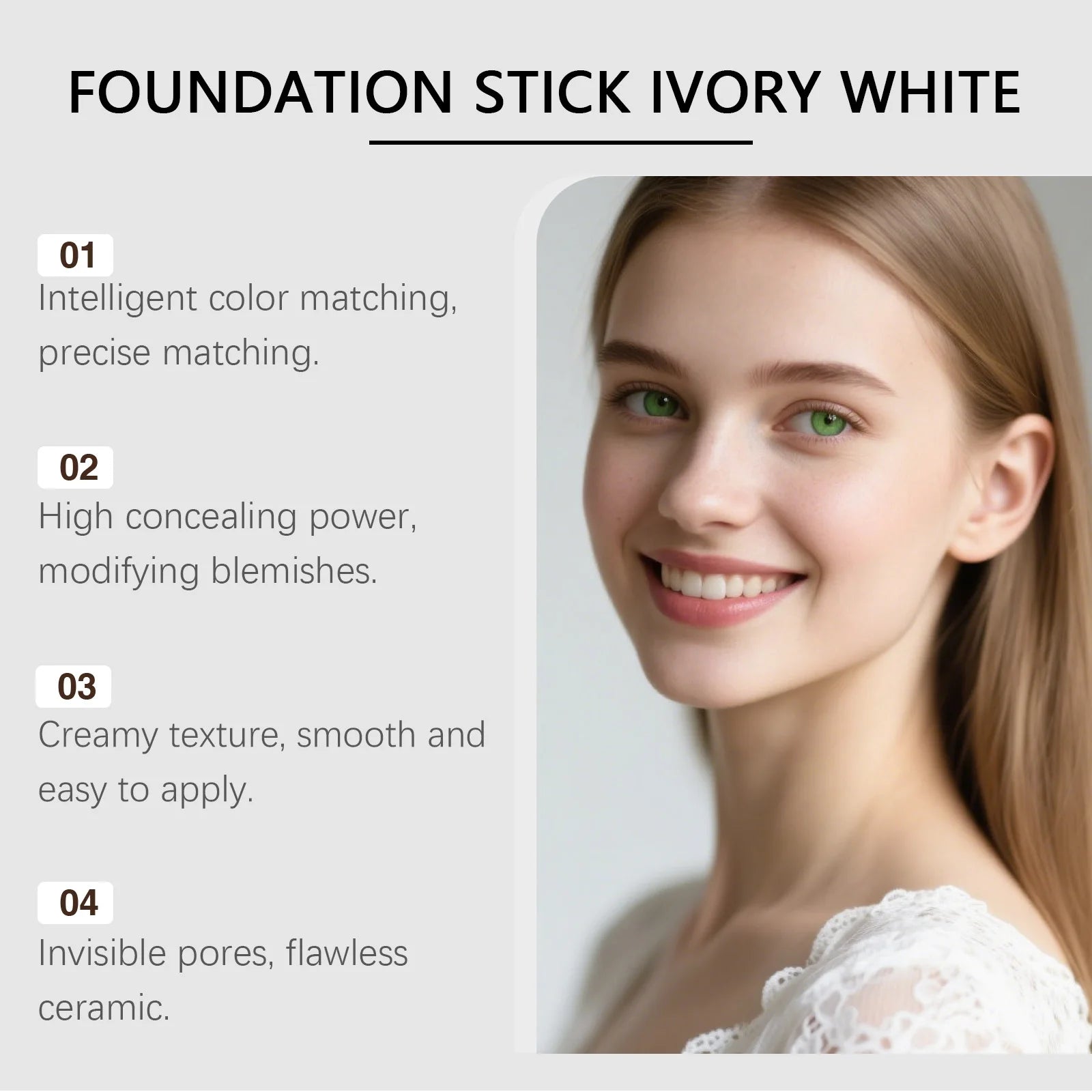 Hoygi Color-Changing Foundation & Concealer Stick 2-in-1 with Brush Foundation Concealer Stick Oasis Select
