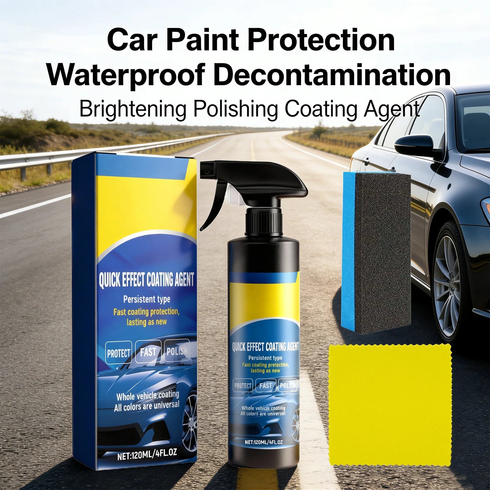 Coating Agent Waterproof Anti-Fouling Descaling Brightening Polishing Protection Car Paint Coating Agent with Sponge and Cloth Oasis Select