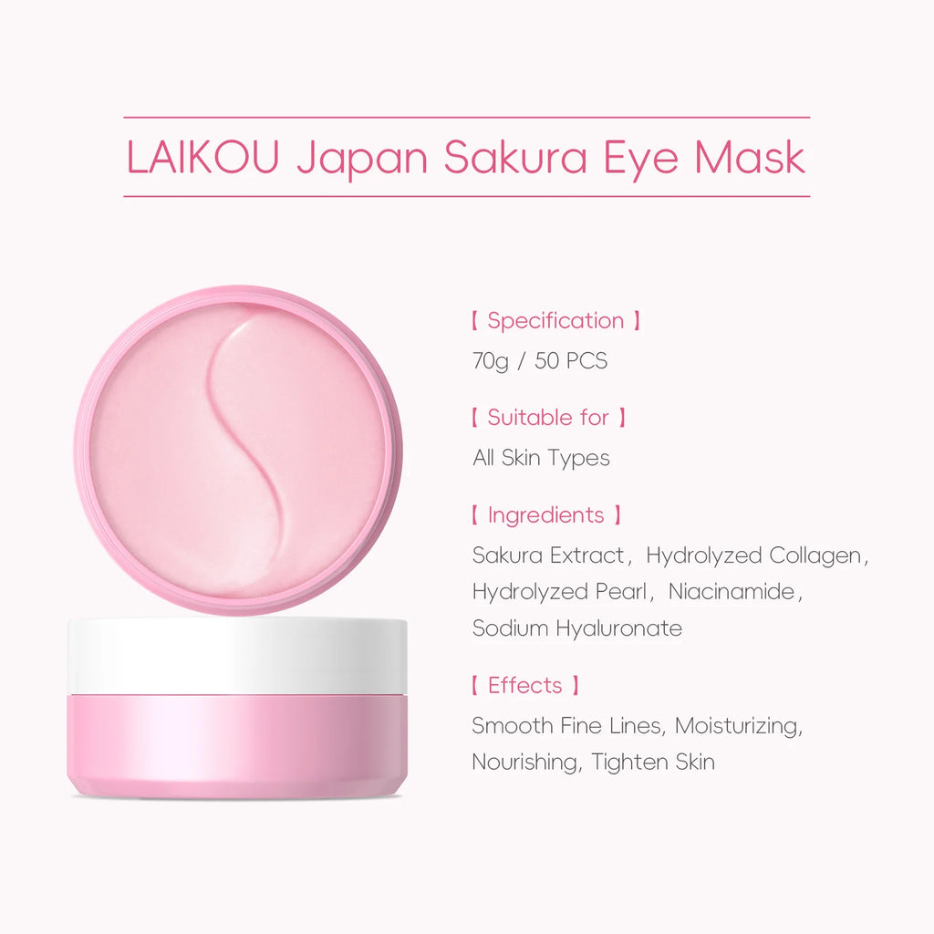 LAIKOU Japan Sakura Snail Eye Mask Fade Dark Circles Hydrating Moisturizing Eye Care Patch Oasis Select