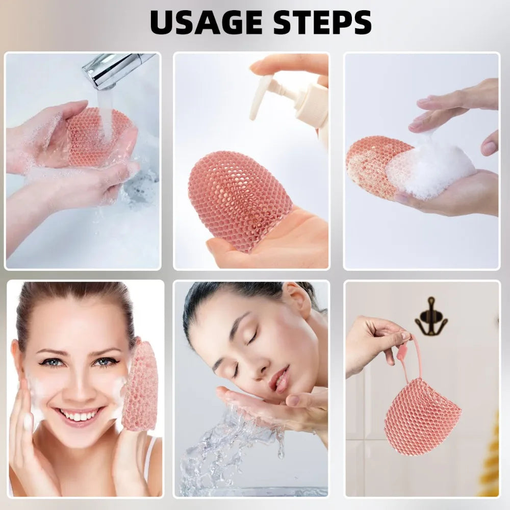 Reusable Easy Clean Honeycomb Exfoliating Shower Finger Caps Body Scrub Cleansing Bath Mitt Breathable Odorless Skin Care Tool Oasis Select