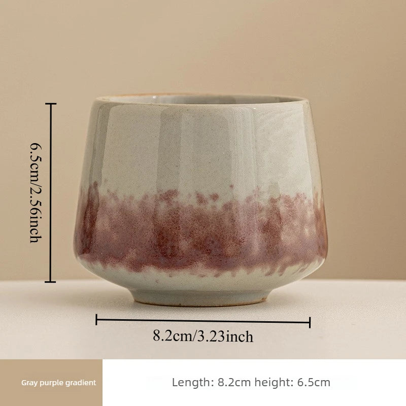 1pcs Coarse Ceramic Espresso Cup Creative Ceramic Water Cup Kiln Transformed Mug Light Luxury Retro High Aesthetic Value Oasis Select Gray purple gradient <200ml