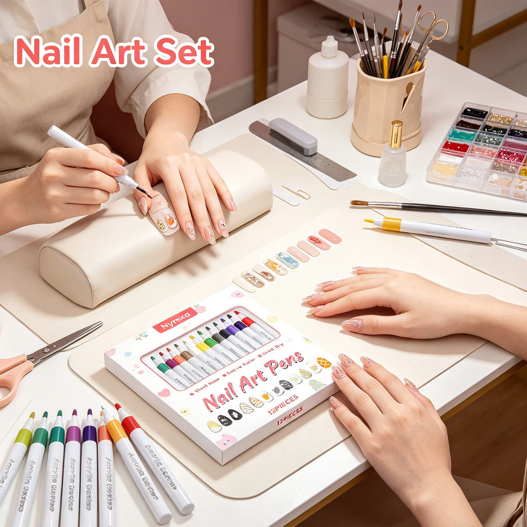 12pc Multi Color Nail Art Pen Set – Waterproof DIY Manicure Kit