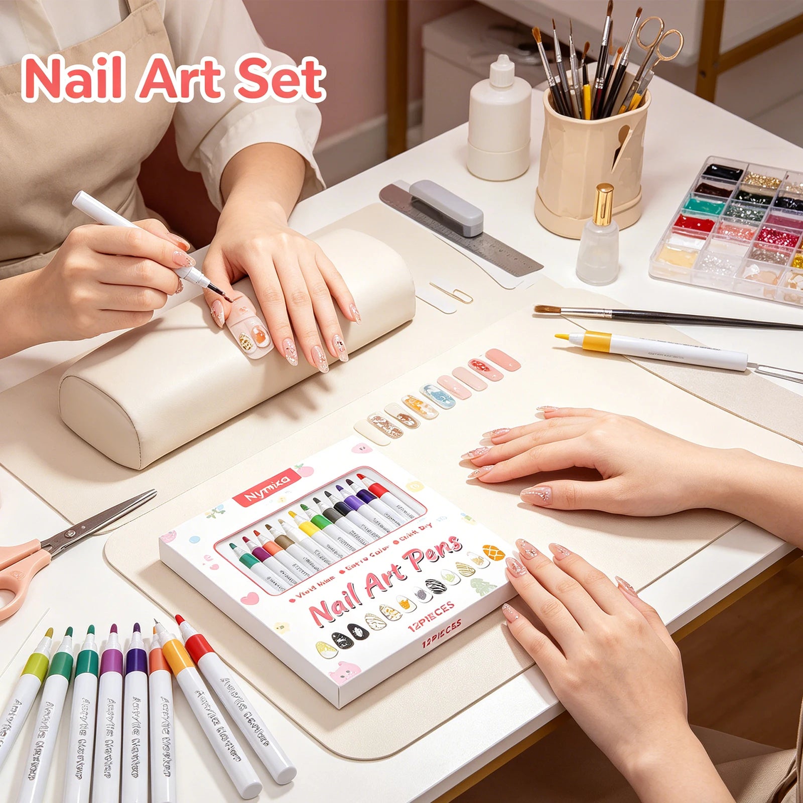 12pc Multi Color Nail Art Pen Set – Waterproof DIY Manicure Kit