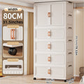 80cm Foldable Double-Door Wardrobe-No Assembly Portable Closet, Large Capacity Storage for Bedroom/Living Room (Clothes/Quilts) Oasis Select 1Large 4Small White