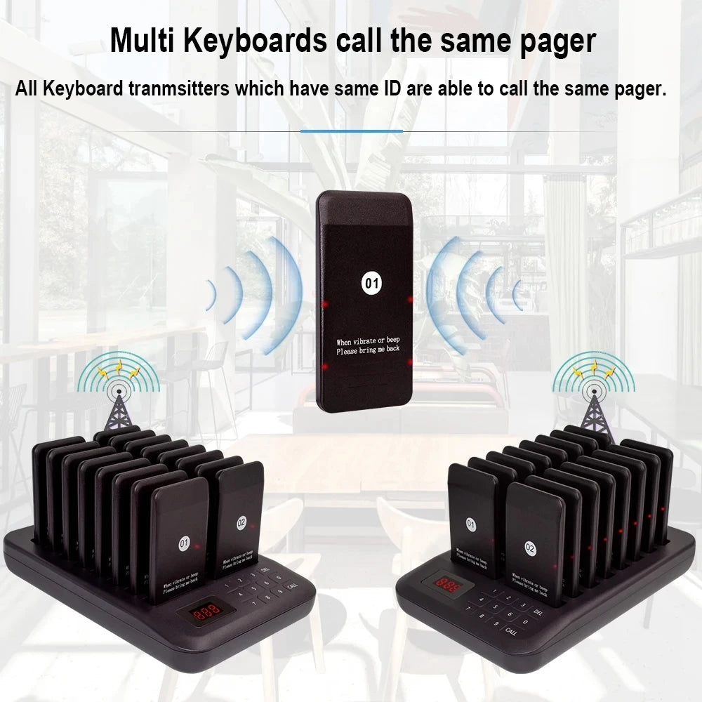 VeFly 16-Pager Wireless Restaurant Calling System | Coaster Set