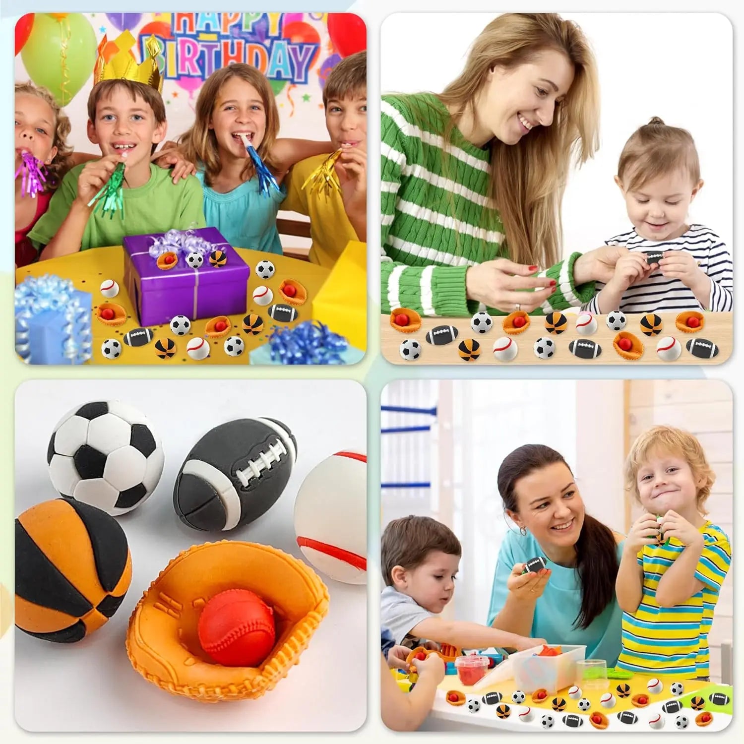 10pcs Balls Erasers for Classroom Prizes，Puzzle Eraser 3D Take Apart Football Pencil Erasers for Kids Classroom Prizes Oasis Select