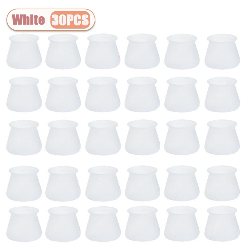 10-40PCS Silicone Chair Leg Caps Quiet Non Slip Floor Protectors for Wood Floors Furniture Leg Pads for Tables and Chairs Oasis Select White-30PCS 3-4cm