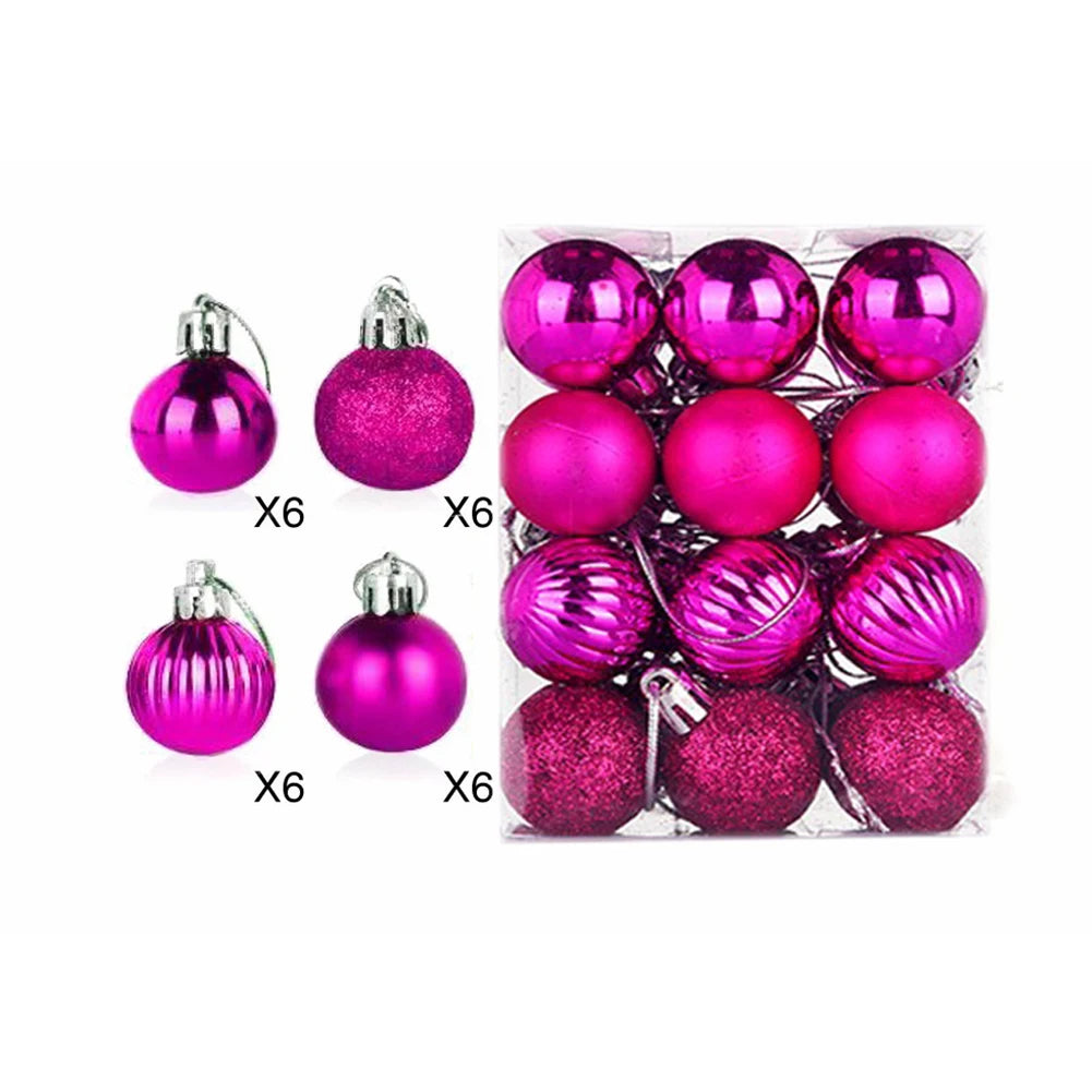 Decoration Christmas Baubles 24pcs set 30mm Christmas Tree Decoration Hanging Balls Ornament Party Home Decor Set