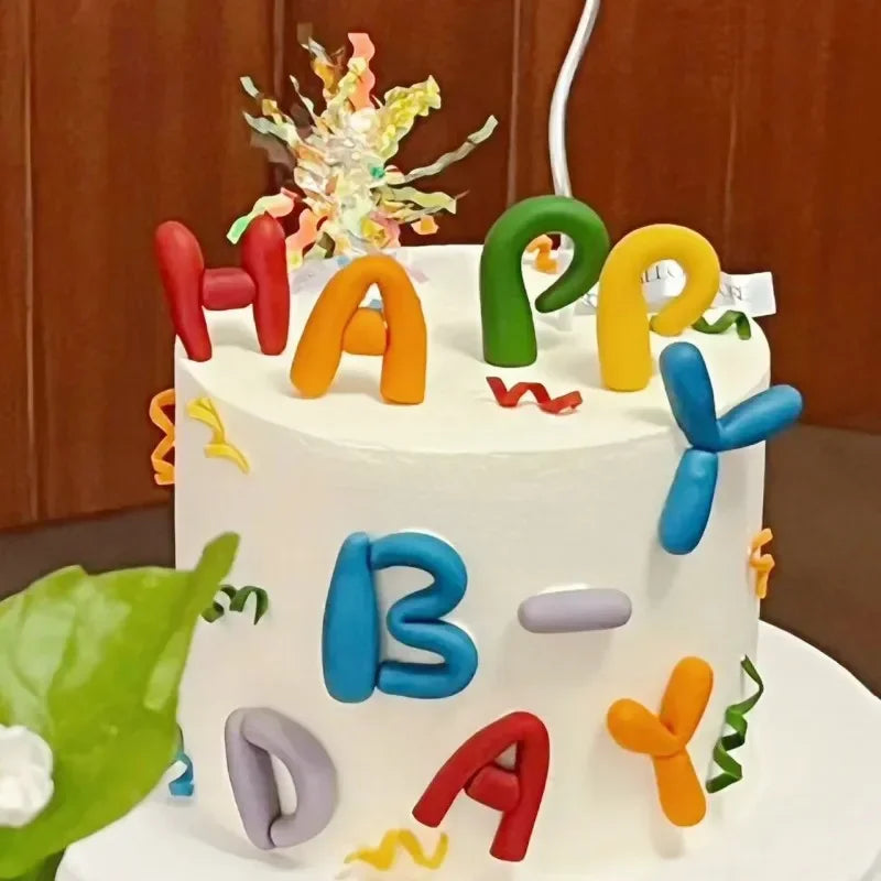 Cake Topper, English Letters Happy Birthday Cake Topper, Ins Colorful Letters Rainbow for Kids 1st Birthday Party Supplies Oasis Select