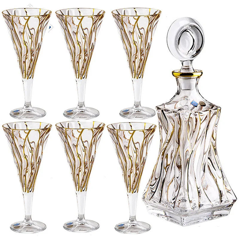 Crystal glass traced gold whiskey glass wine glass tall red wine glass wine set Oasis Select 7-piece set