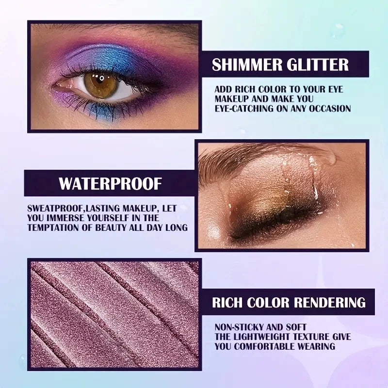 MCD 13-Shade Glitter Liquid Eyeshadow Palette – Waterproof