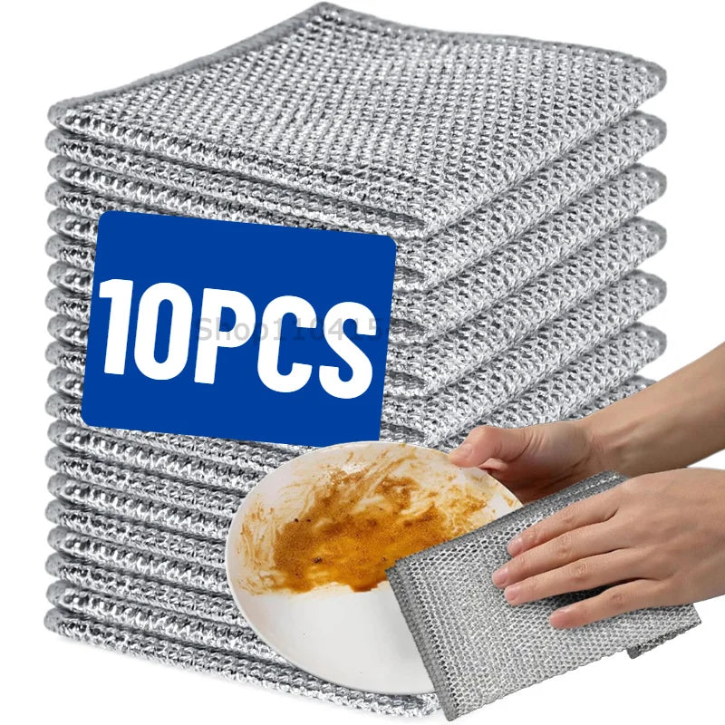 Wholesale Metal Steel Wire Rags Cloth Home Kitchen Pot Pan Dishwashing Double-sided Dishcloth Cleaning Cloths Towel Scrubber Rag Oasis Select