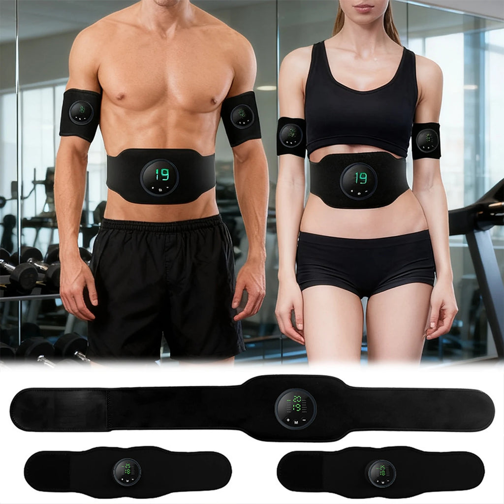 EMS AB Belt Muscle Stimulator – 19 Levels, 12 Modes | 3-Pack