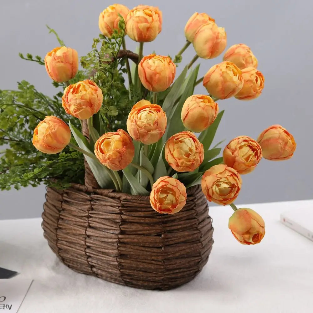7-Head Artificial Silk Tulip Branches | Realistic Faux Flowers
