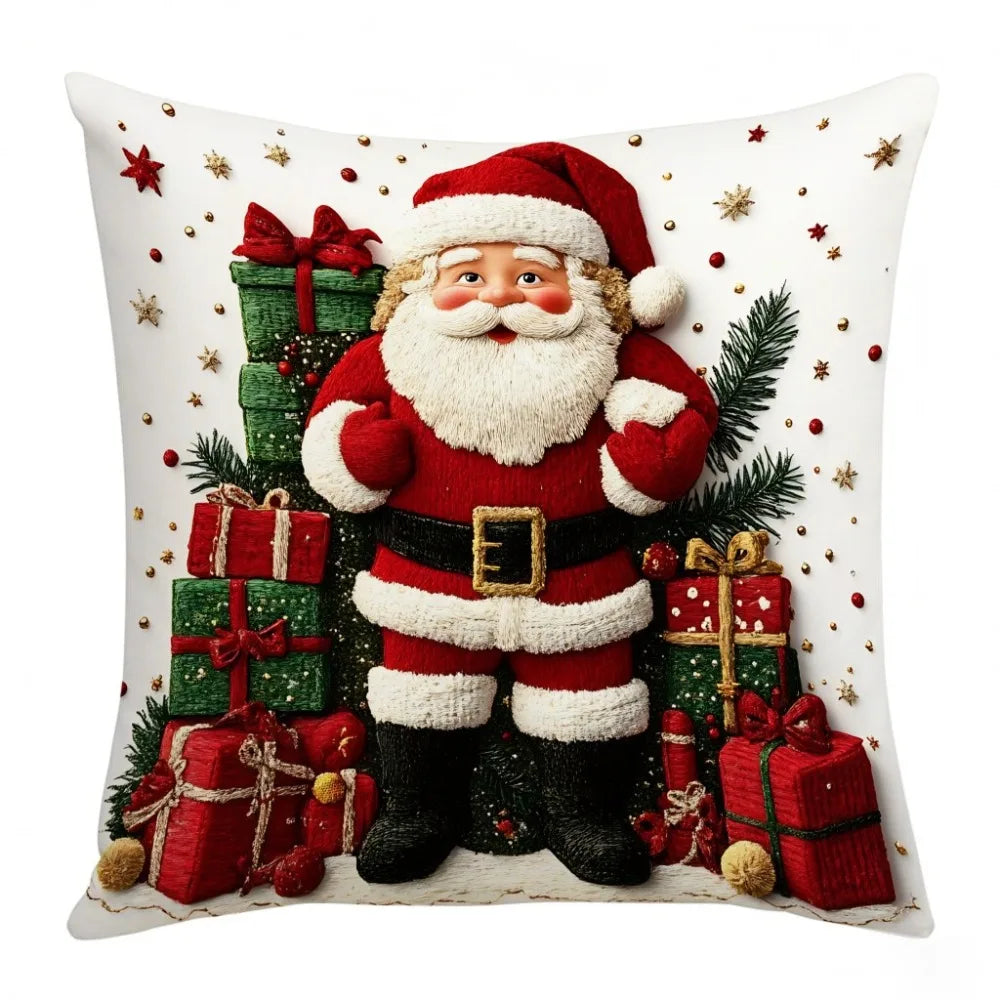 Christmas Cushion Cover | Snowflake & Santa Pillowcase 45x45cm