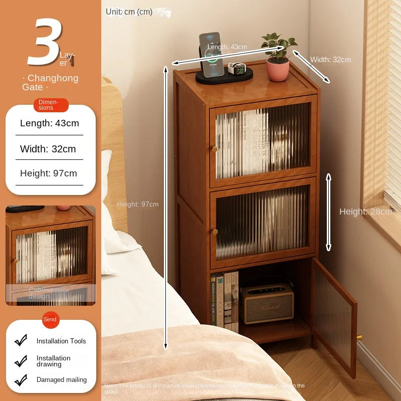 Bedside table storage rack, small household bedroom bedside cabinet alternative, 2024 new model, simple and modern for rental ro Oasis Select BThree floors 43cm