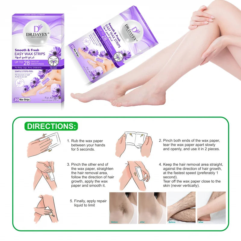 DR.DAVEY Double-Sided Depilatory Wax Strips – Full Body