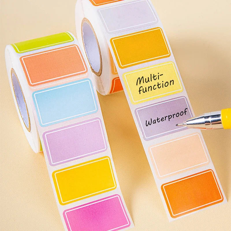 500-Piece Roll Waterproof Color-Coded Index Tabs - Vibrant Durable Sticky Labels for Organizing, Personalized Name Tags Oasis Select