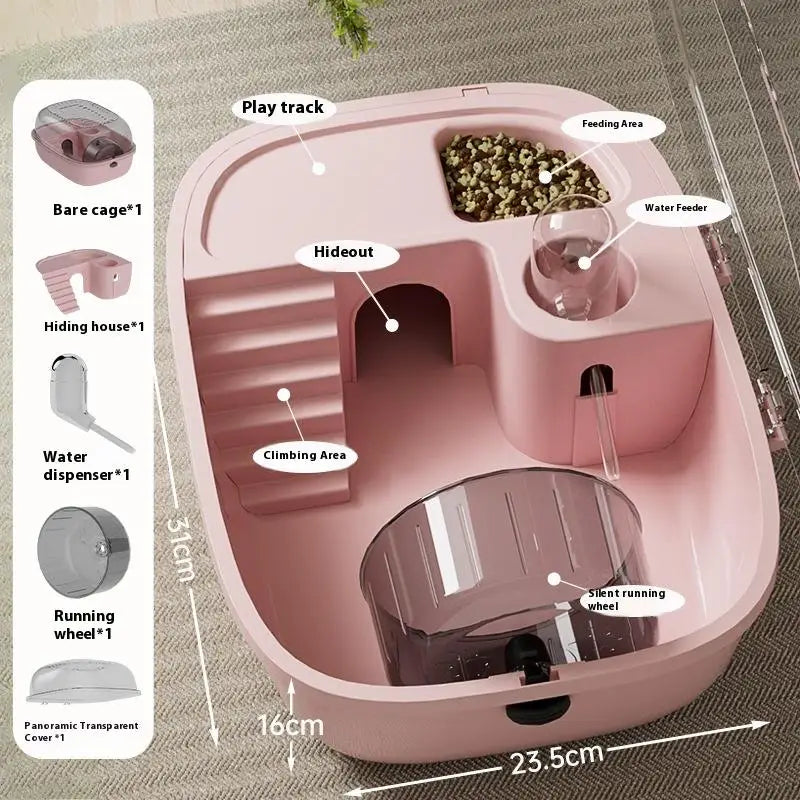Luxury Large Capacity Hamster Cage 2-Layer Platform Golden Hamster Habitat Villa with Hiding Nest for Small Pets Oasis Select A2