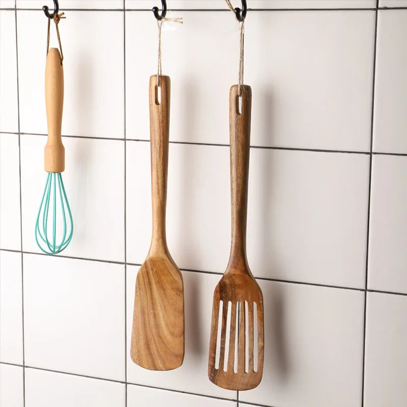 2-Piece Wooden Japanese Spatula Set – Non-Stick & Heat Resistant Wooden Kitchen Utensils Oasis Select