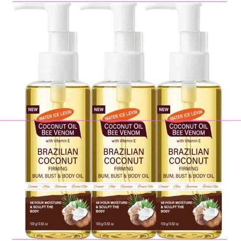 Brazilian Coconut Firming Body Oil, 48H Moisture & Sculpting with Acai, Guarana & Hyaluronic Acid for Bum & Bust Oasis Select BROWN 100g