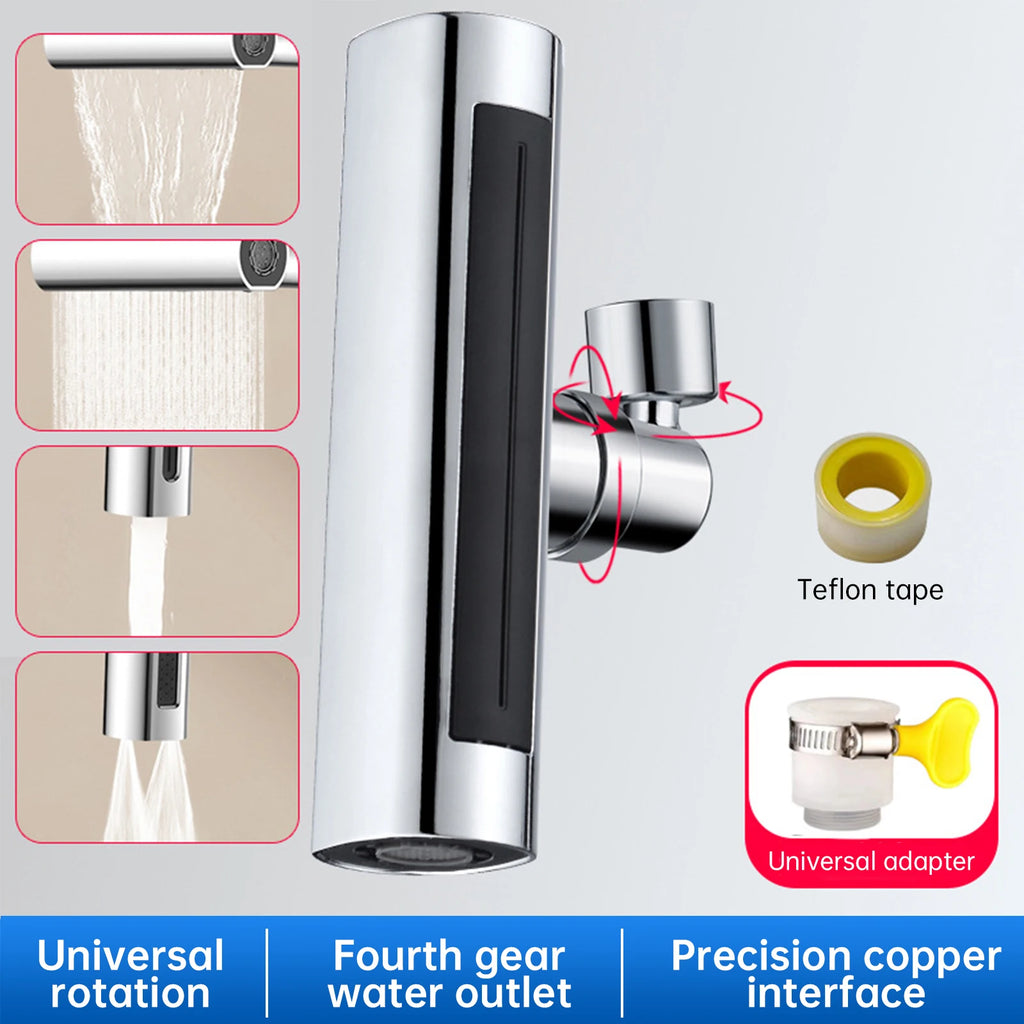 Waterfall Kitchen Faucet 3 Speed Water Outlet Universal Faucet Multifunctional Rotating Nozzle Anti Splashing Foaming Wiping Oasis Select silver-A