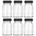 6Pcs Thickened Transparent Mini Glass Bottle with Black Sealed Lid, Reusable Empty Travel Container for Drink Sample Storage Oasis Select 6Pcs