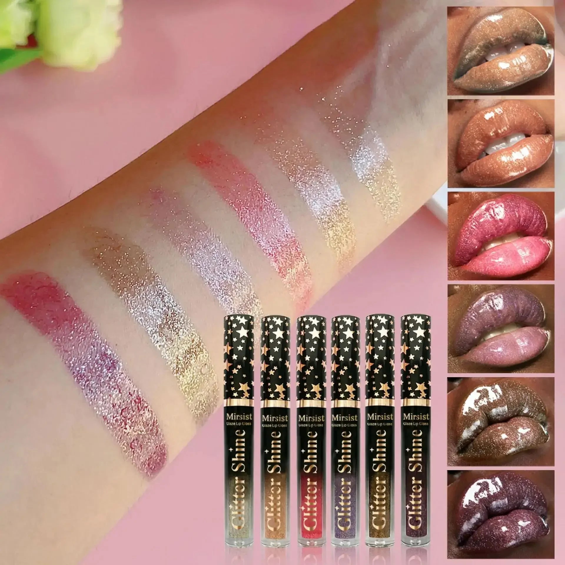 6-Piece Pearl Lip Glaze Set – Hydrating Liquid Lipstick Gloss