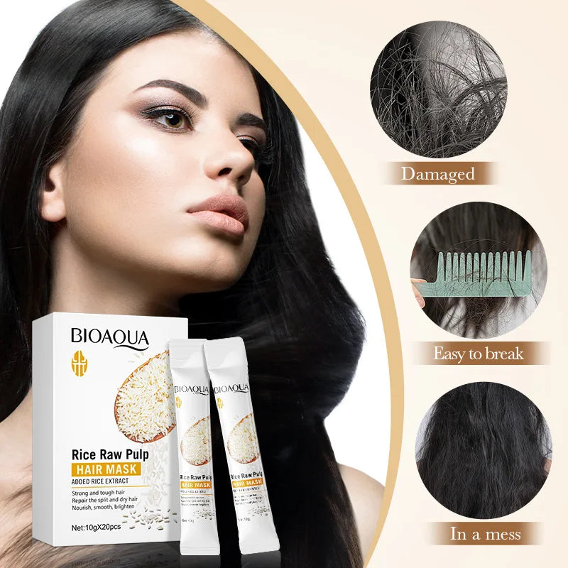 BIOAQUA Rice Milk Hair Mask – Repair Frizzy & Damaged Hair Deep Repair Hair Mask Oasis Select