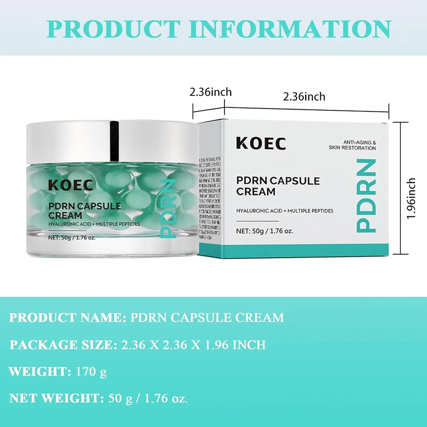PDRN Capsule Face Cream – Peptides, Hyaluronic Acid, Glow Boost