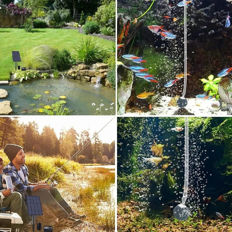 2.5W Solar Oxygen Pump/Pond Pump, with Air Bubble Stones and Pipe, Improve Pond Circulation, for Fish Tank Aquarium Pond Etc Oasis Select