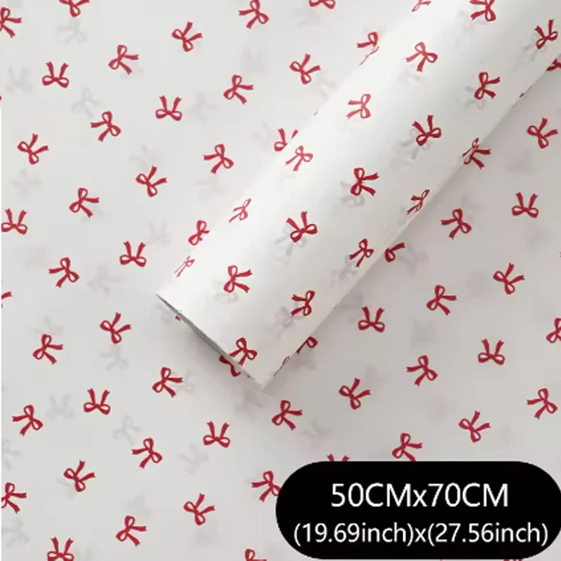 20-Sheet Floral Bow Wrapping Paper 50x70cm | Korean Gift Tissue