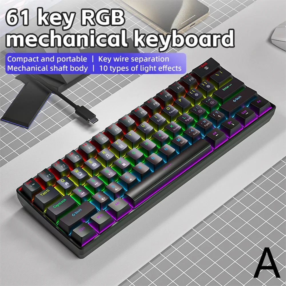 60% RGB Mechanical Gaming Keyboard – 61 Keys & 10 Light Modes