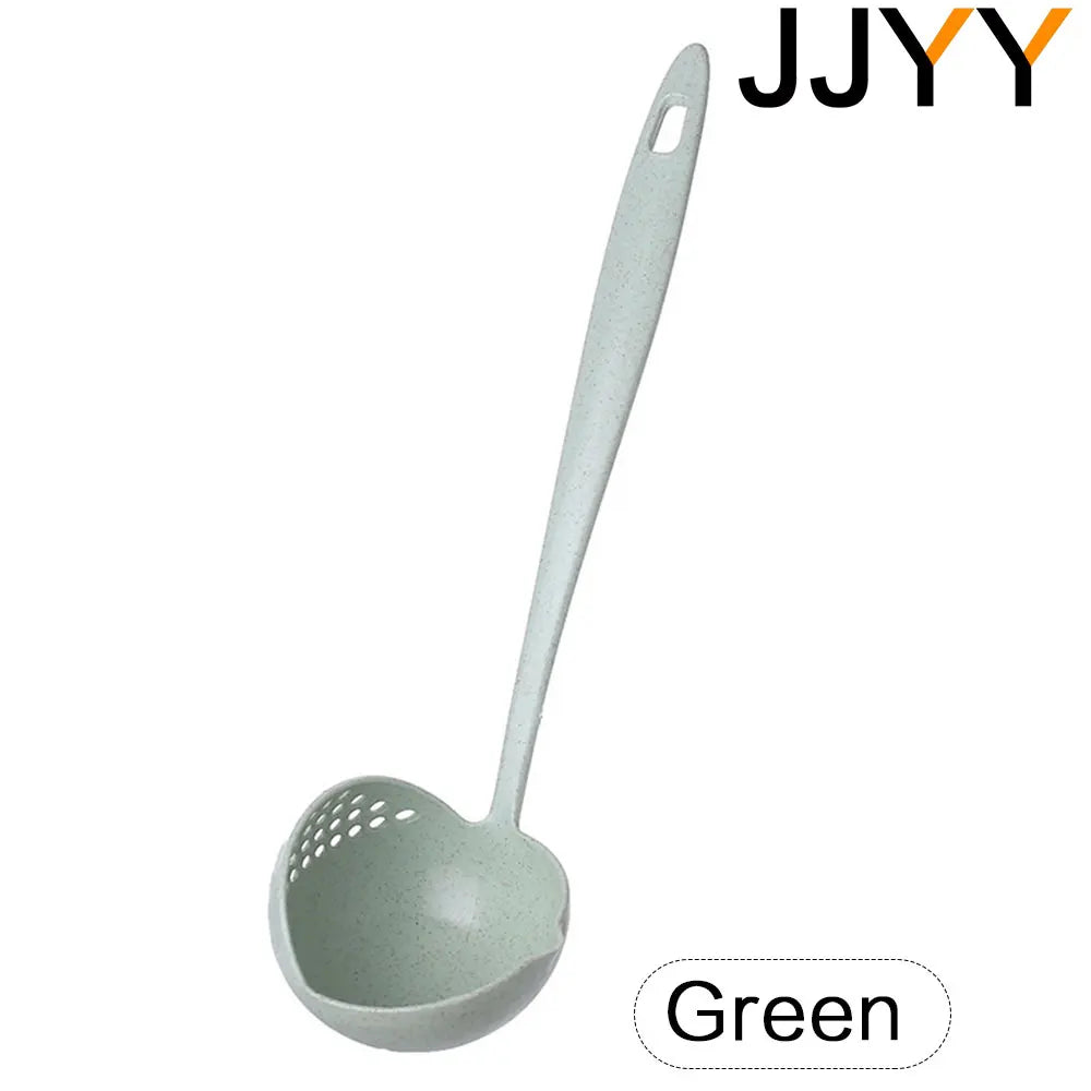 The 2 in 1 Kitchen Spoon Spoon Long Handle Plastic Colander Filter Tableware Hot Pot Spoon Oasis Select green
