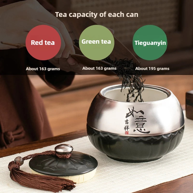 Chinese-style Sealed Tea Canister for Storing Tea Ceramic Tea Storage Canister Coffee Container Oasis Select
