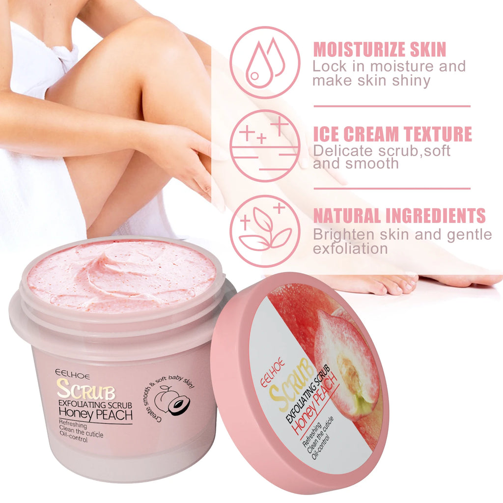 Honey Peach Body Scrub Cream Deeply Cleansing Exfoliating Scrub for Smooth & Glowing Skin Dead Skin Removal Moisturizing Oasis Select