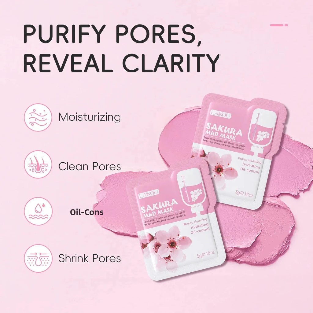 LAIKOU Sakura Eggplant Mud Mask 10pc – Pore Cleanse & Oil Control