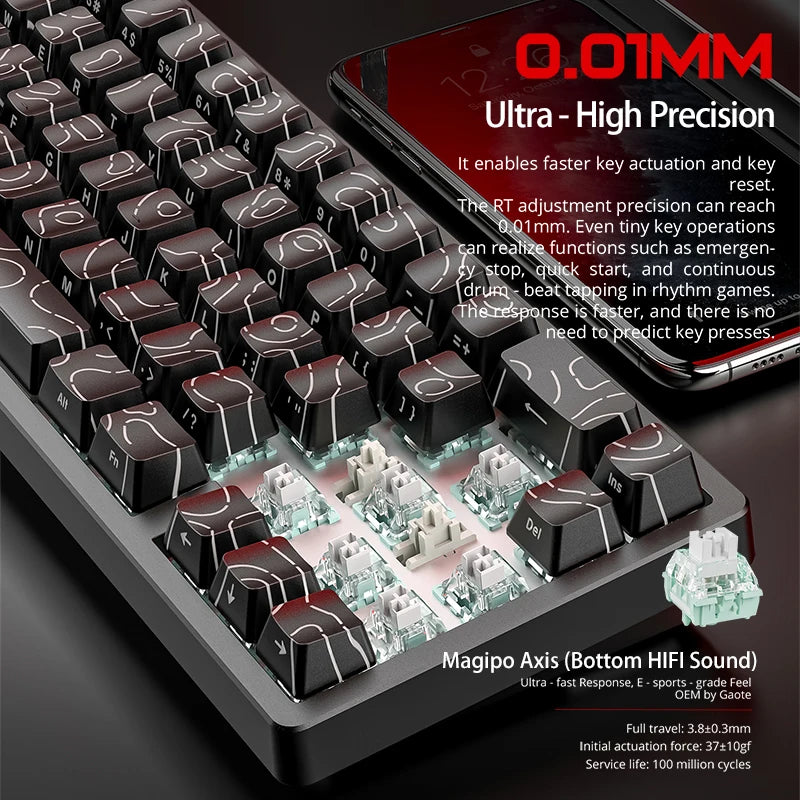 FREEWOLF F68 Magnetic Gaming Wired Keyboard Mechanical 0.01mm Rapid Trigg 8000Hz SOCD/RS 0.1ms 128K Rate for Pro Gaming Oasis Select