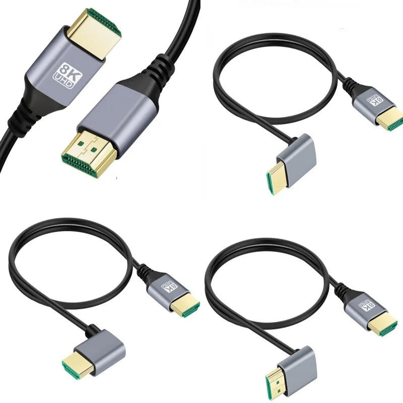 0.5m 1m 8K HDMI 2.1V Male to Male Cable Cord Left Right UP Down Angle 8K HDMI cable for HD TV Laptop Projector PS4 PS5 Cable Oasis Select