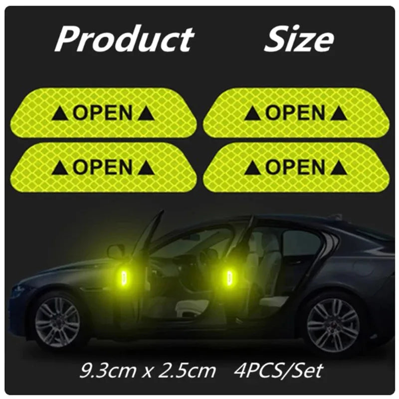 4/8/12/16pcs Reflective Car Door Sticker Safety Opening Warning Reflector Tape Decal Car Accessorie Interior Reflector Sticker Oasis Select