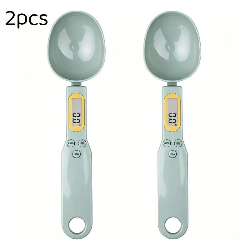 1/2Pcs Digital Measuring Spoon Scale Easy to Clean LCD Display 0.1-500g Food Weighing Tool for Kitchen Baking Pet Food Measuring Oasis Select Light green 2pcs