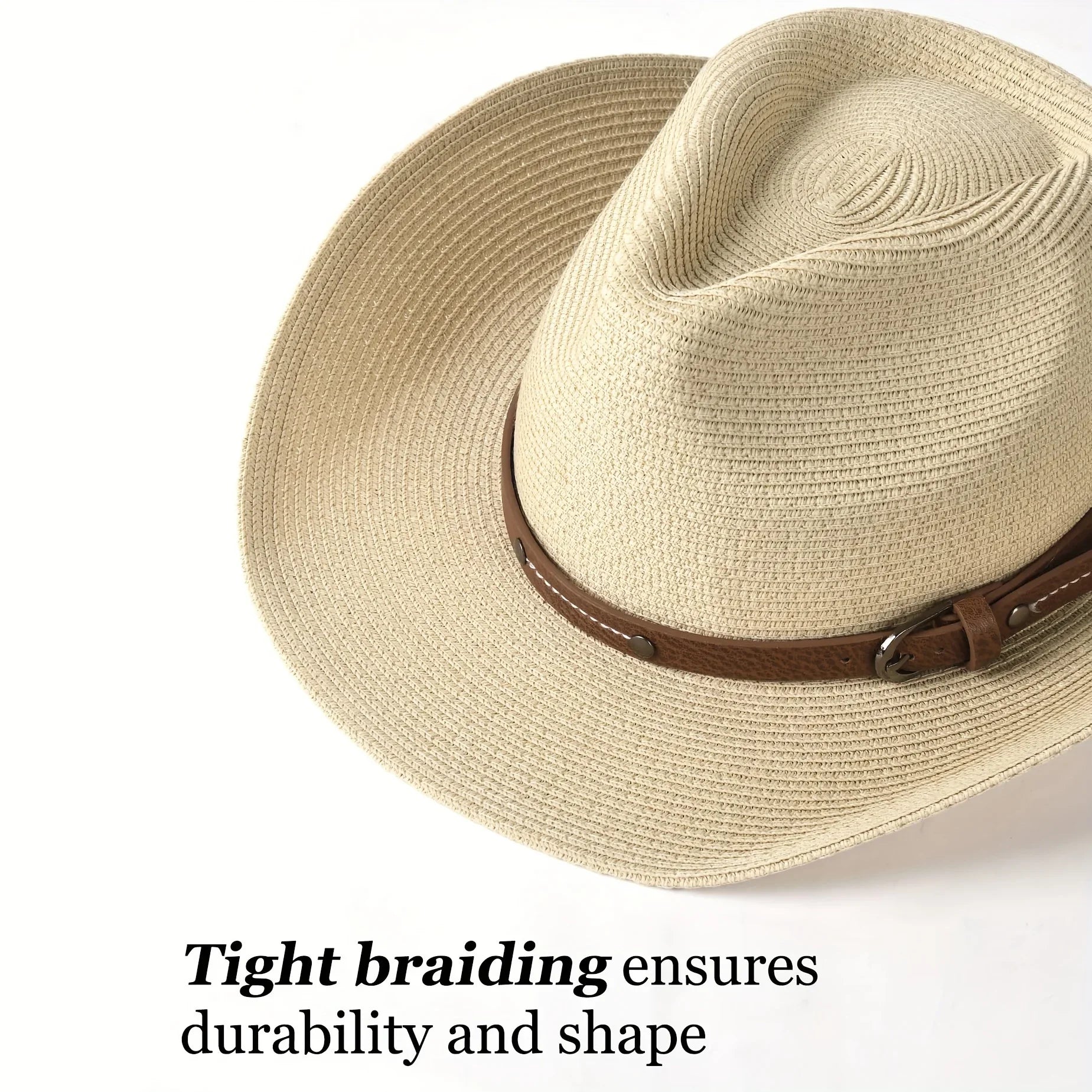 Foldable Unisex Wide Brim Straw Cowboy Hat, Sun Protection Western Cowgirl/Cowboy Hat, Summer Beach Sun Hat With Wind Lanyard Oasis Select