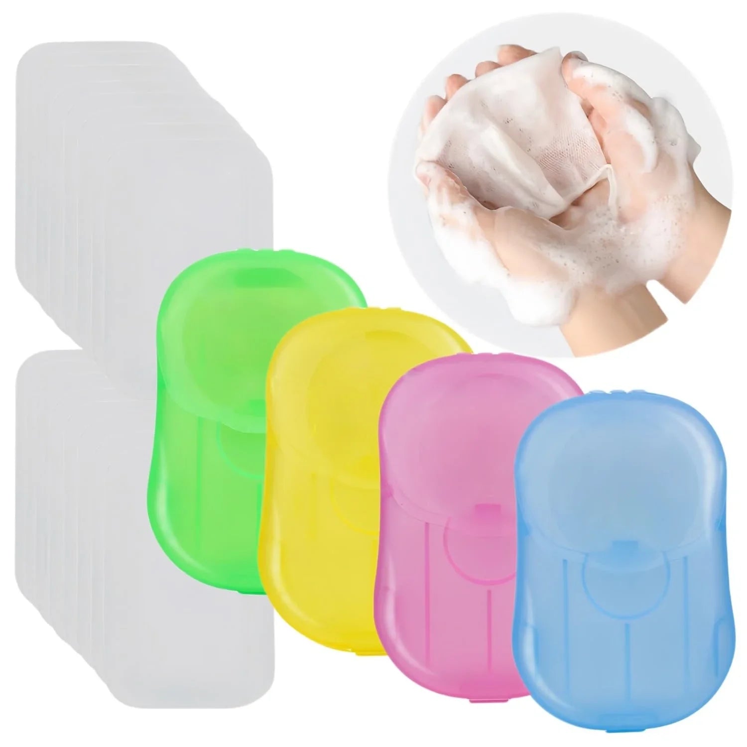 Mini Portable Disposable Travel Soap Boxes Hand Washing Cleaning Paper Slices Strips for School On-the-go Camping Hiking Oasis Select