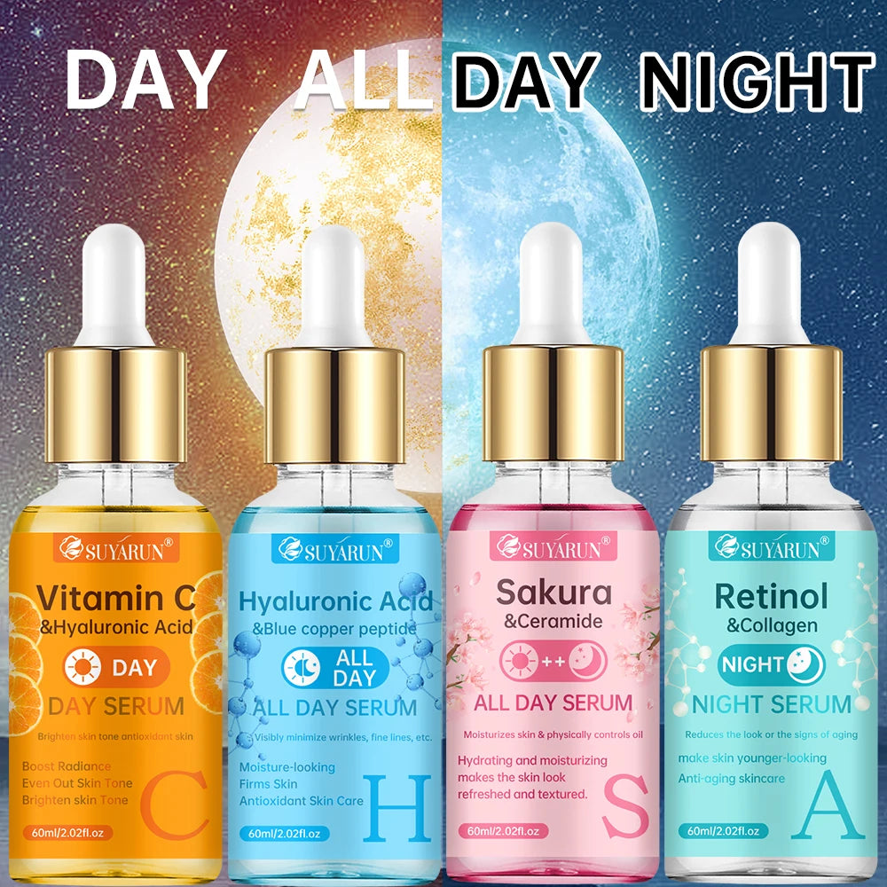 SUYARUN 24H Hydrating Serum ACHS 4-Piece Set – All-Day Moisturizing Facial Essence with Hyaluronic Acid & Vitamins | Anti-Aging Oasis Select